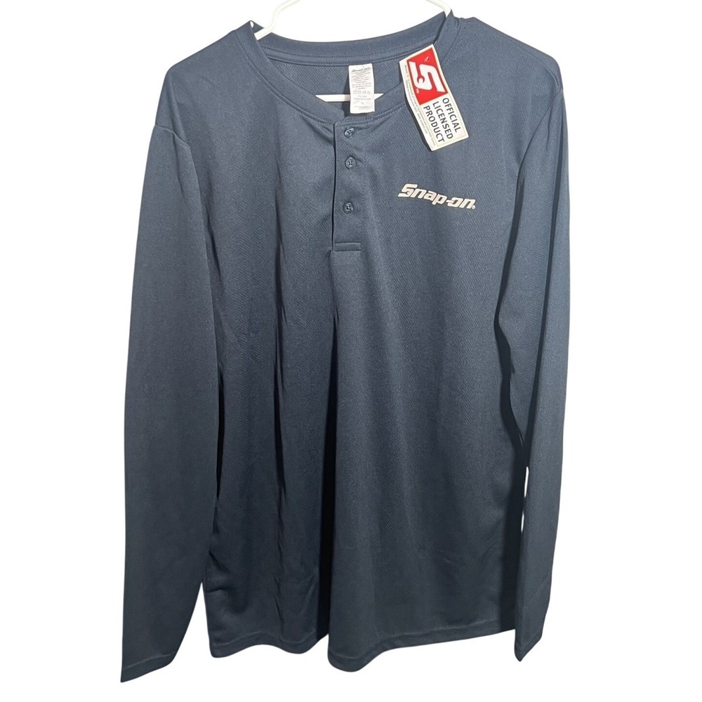 New Snap-on Men's XL Long Sleeve Henley T-Shirt Gray Polyester Official Licensed